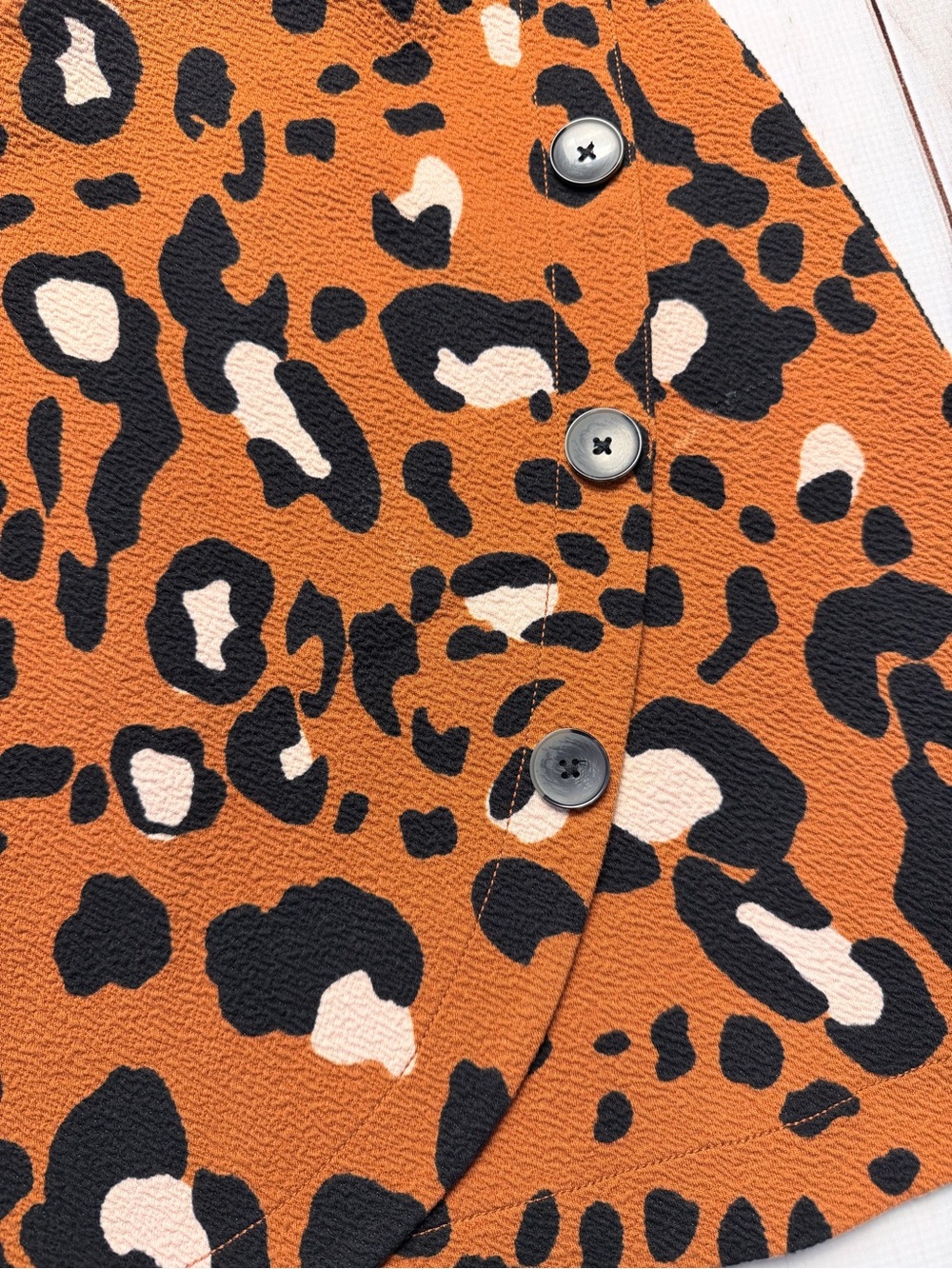 Anthropologie Leopard Print Button-Front Mini Skirt - Brown & Black - Picture 2 of 5